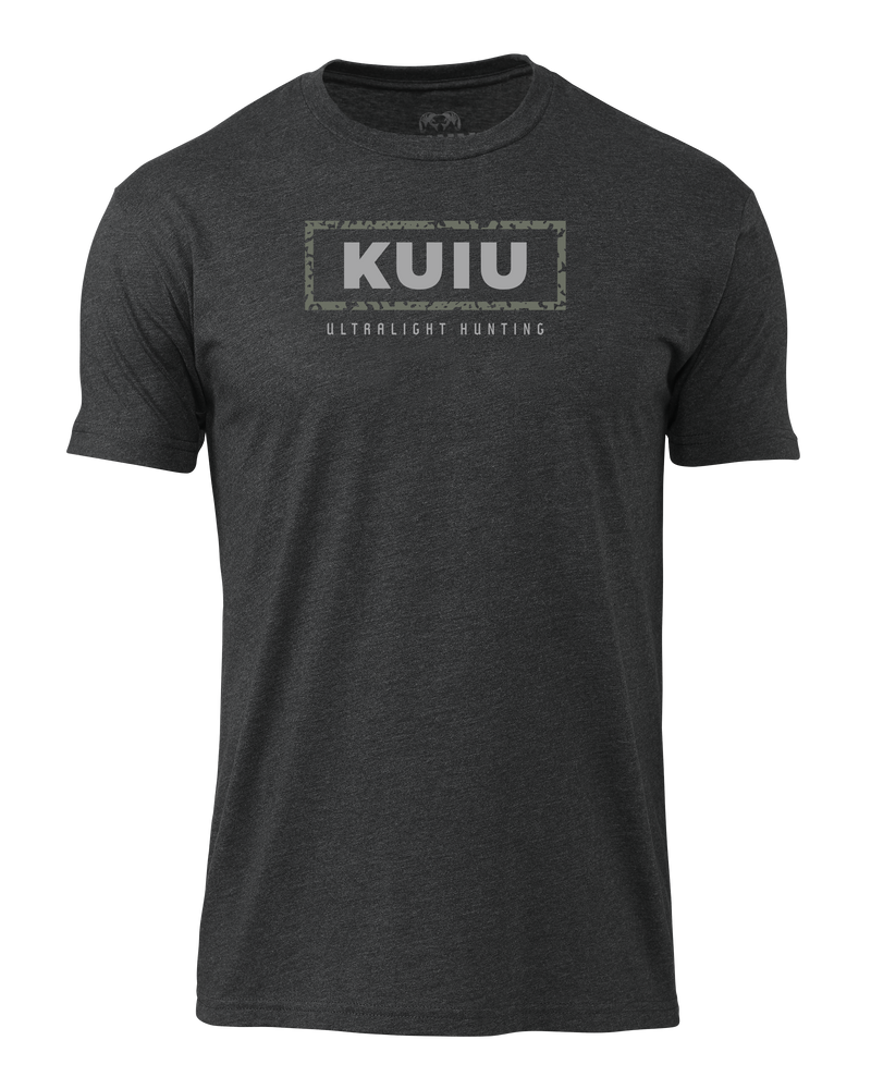 Front of KUIU Box Logo T-Shirt in Charcoal Grey