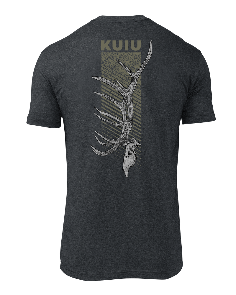 Back of KUIU Elk Skull T-Shirt in Charcoal Grey