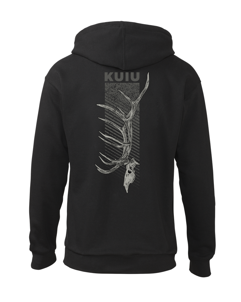 Back of KUIU Elk Skull Hoodie in Black