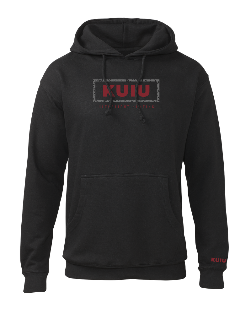 Front of KUIU Box Logo Hoodie in Black