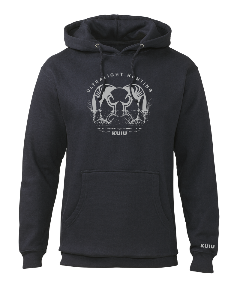 Front of KUIU Waterway Hoodie in Navy Blue