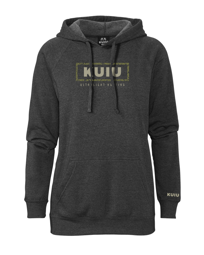 Front of Women's Box Logo Hoodie in Charcoal Grey