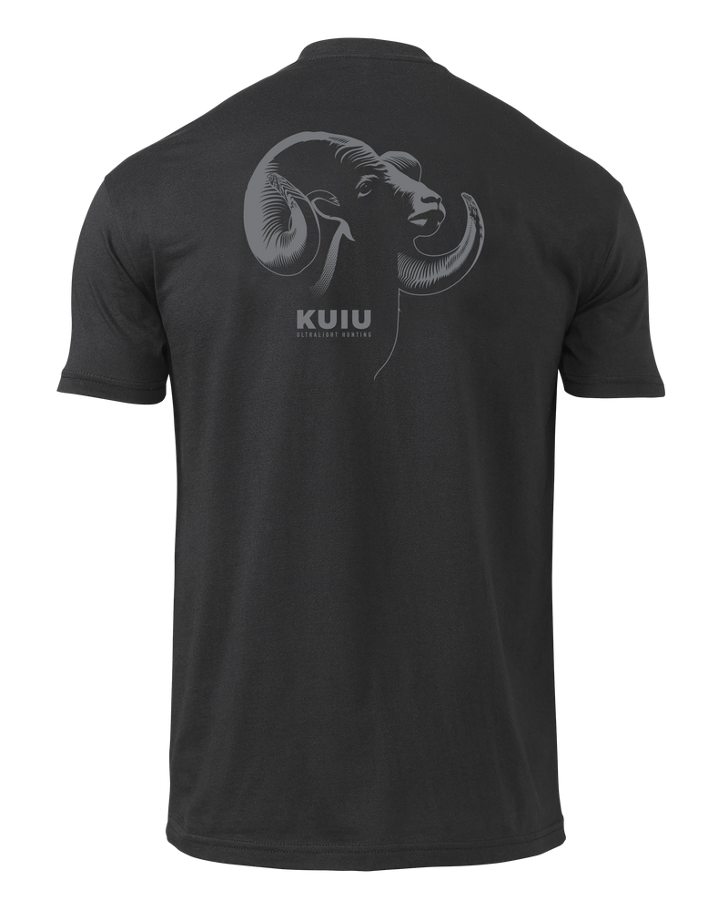 Back of KUIU Ram Head T-Shirt in Black