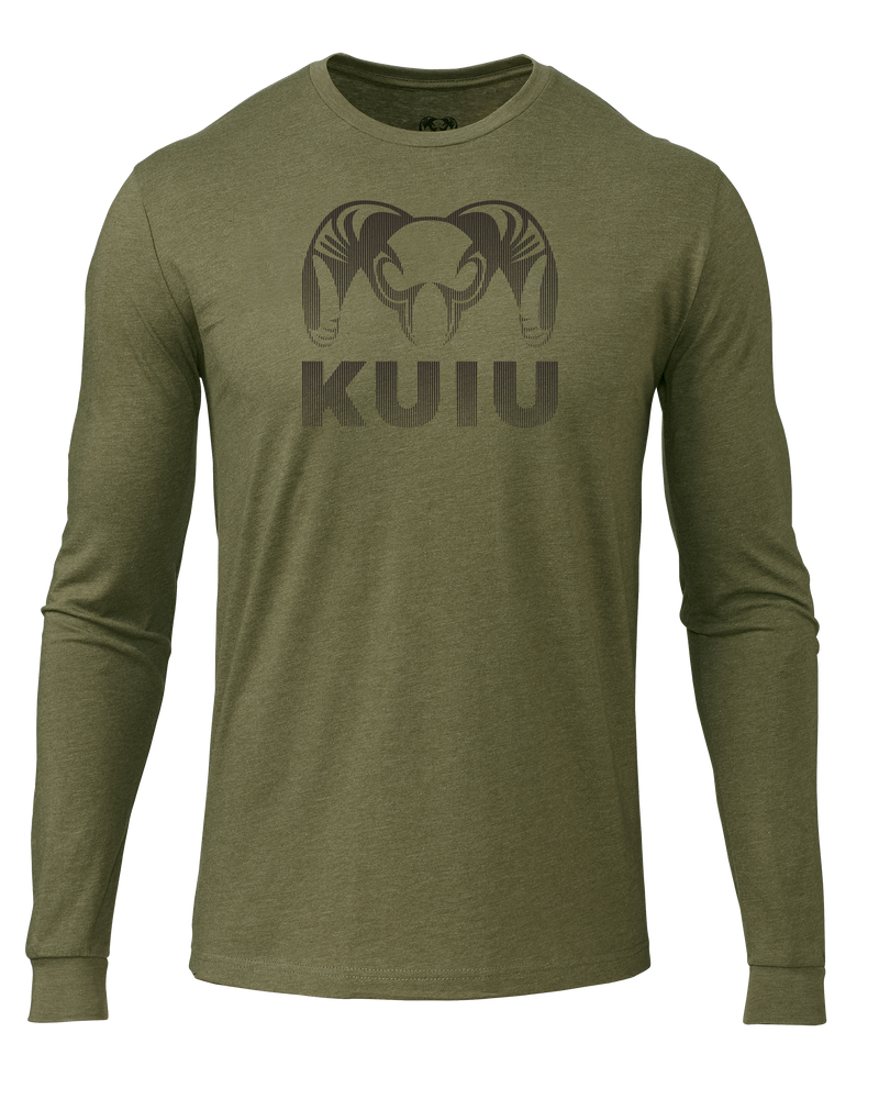 Front of KUIU Ram Fade Long Sleeve in Military Green