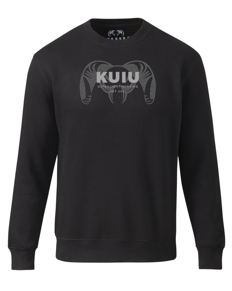 Front of KUIU Overlay Logo Crewneck Sweatshirt in Black
