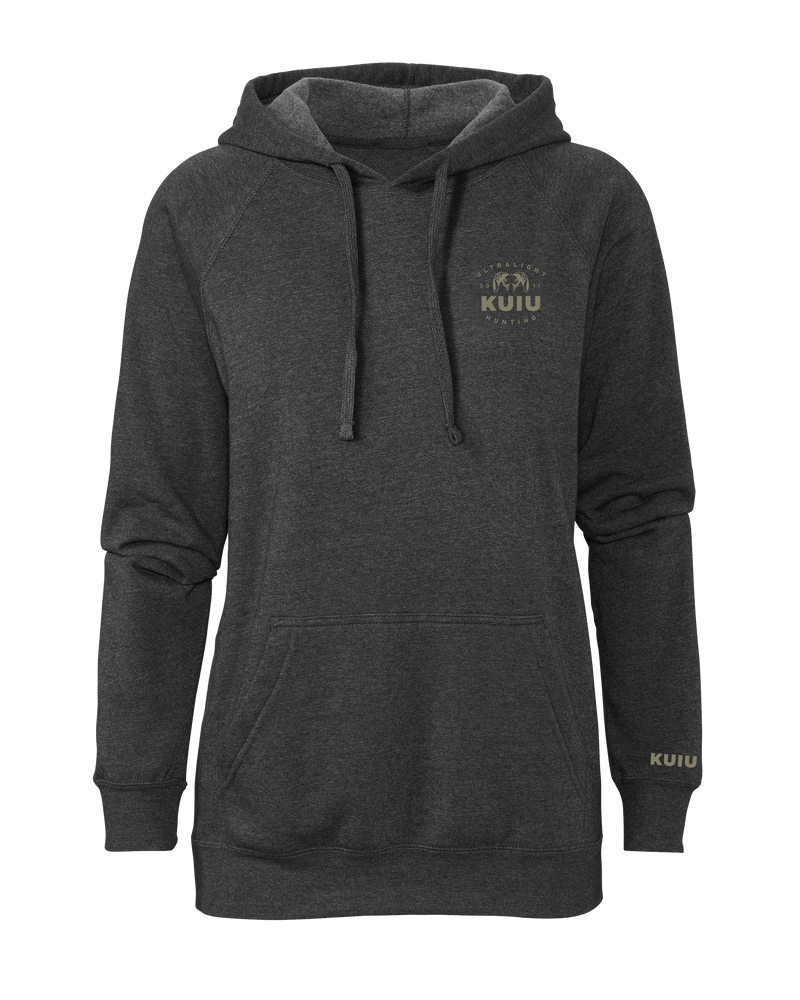 KUIU Women's Ultralight Chest Logo Hoodie | Charcoal Heather