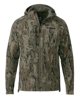 Front of Proximity Hooded Insulated Jacket in Veros Camouflage.