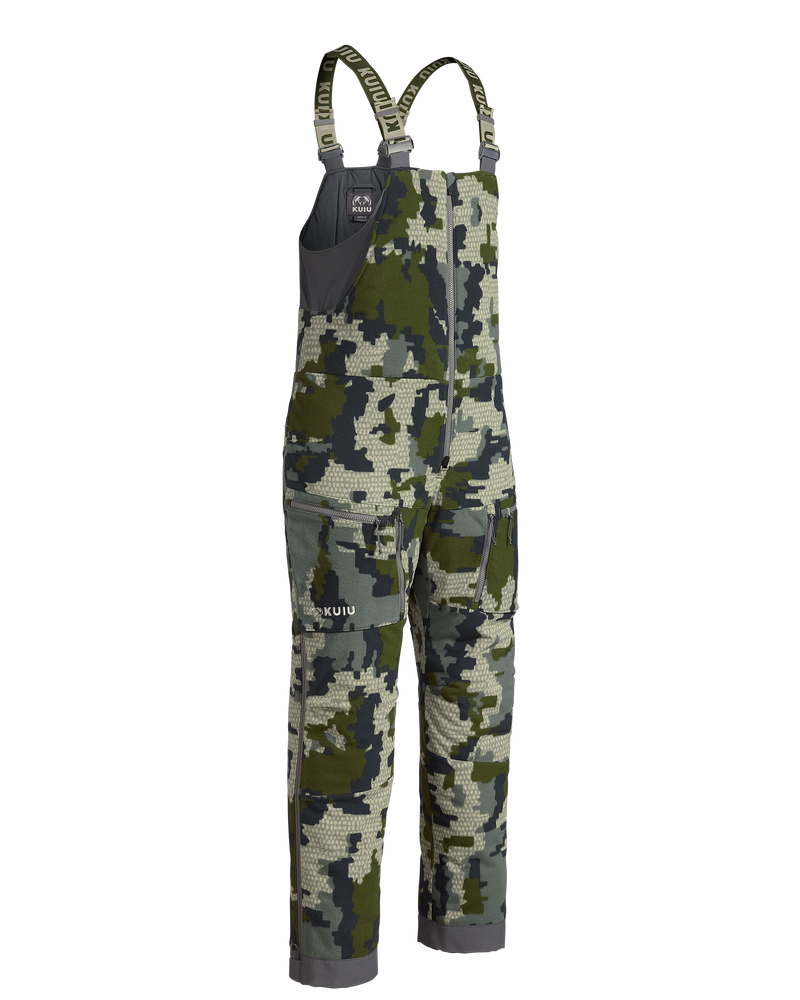 Front of KUIU Proximity Insulated Bib in Verde Camouflage