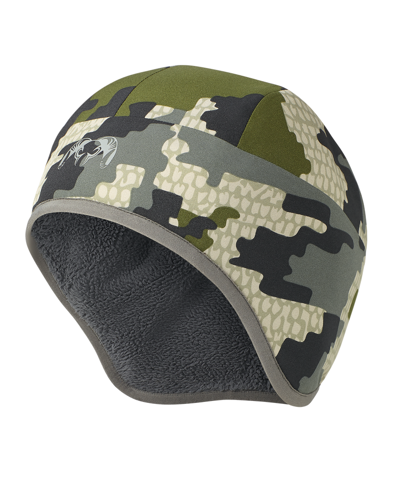 Angled, front view Mountain PRO Beanie in Verde camouflage
