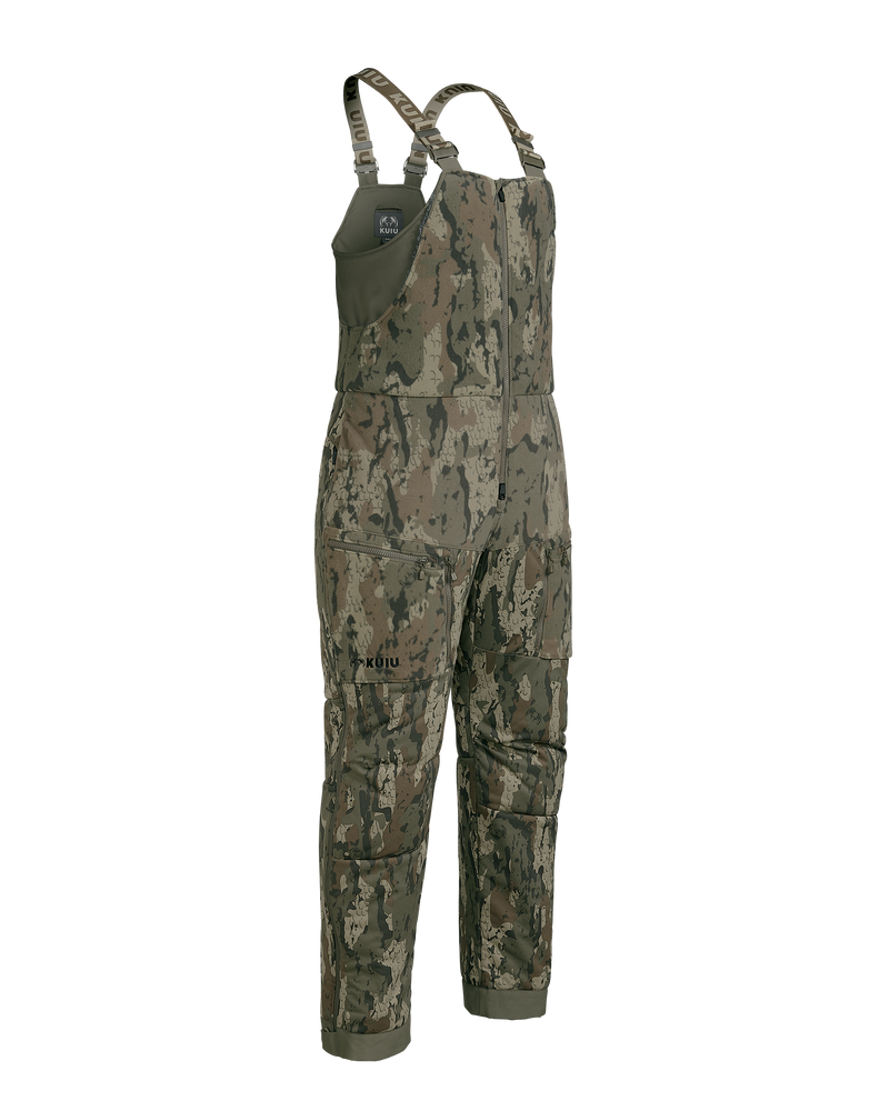 Front of Super Down Haven Bib in Veros camouflage