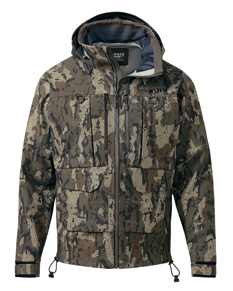 Front of HD Flex Storm Shell Jacket in Veros Camouflage