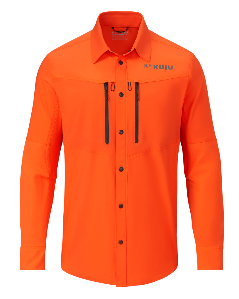 Front of Upland Sporter Shirt in Blaze Orange