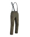 Front of Women's PRO Brush Pant in Ash Brown shown with suspenders