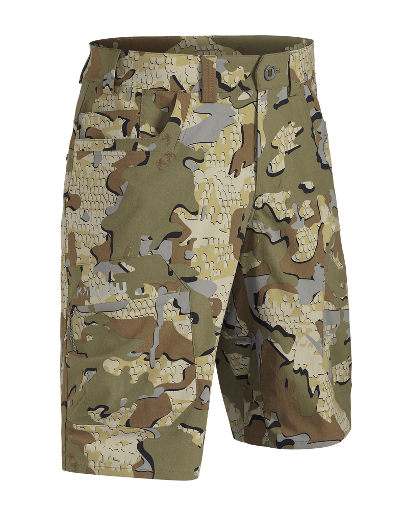 Front of KUIU Kutana Stretch Woven 13" Short in Valo Camouflage
