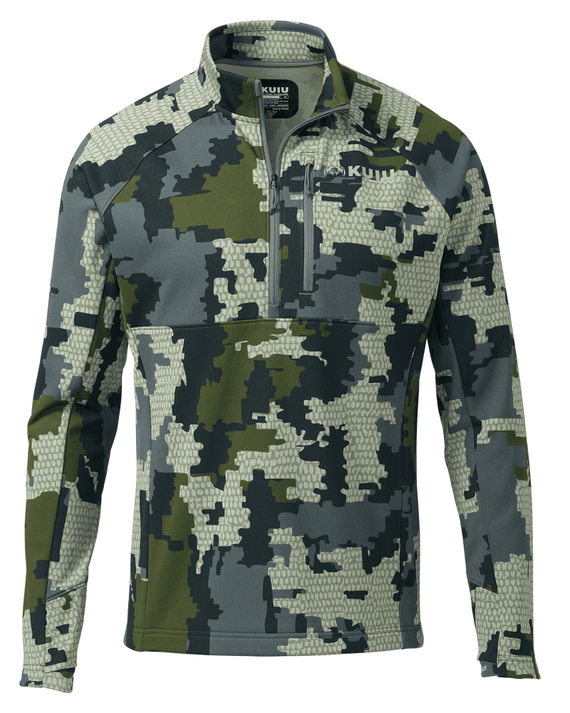Front of StrongFleece 190 Zip-T in Verde Camouflage