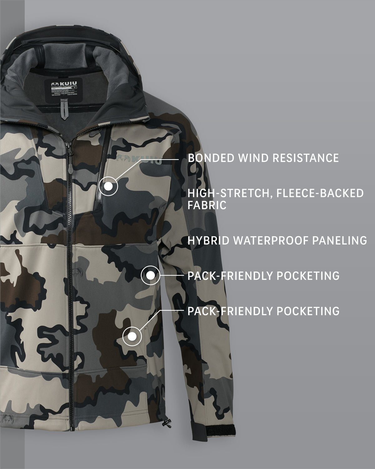 KUIU Axis Hybrid Hooded Hunting Jacket in Vias Size Medium