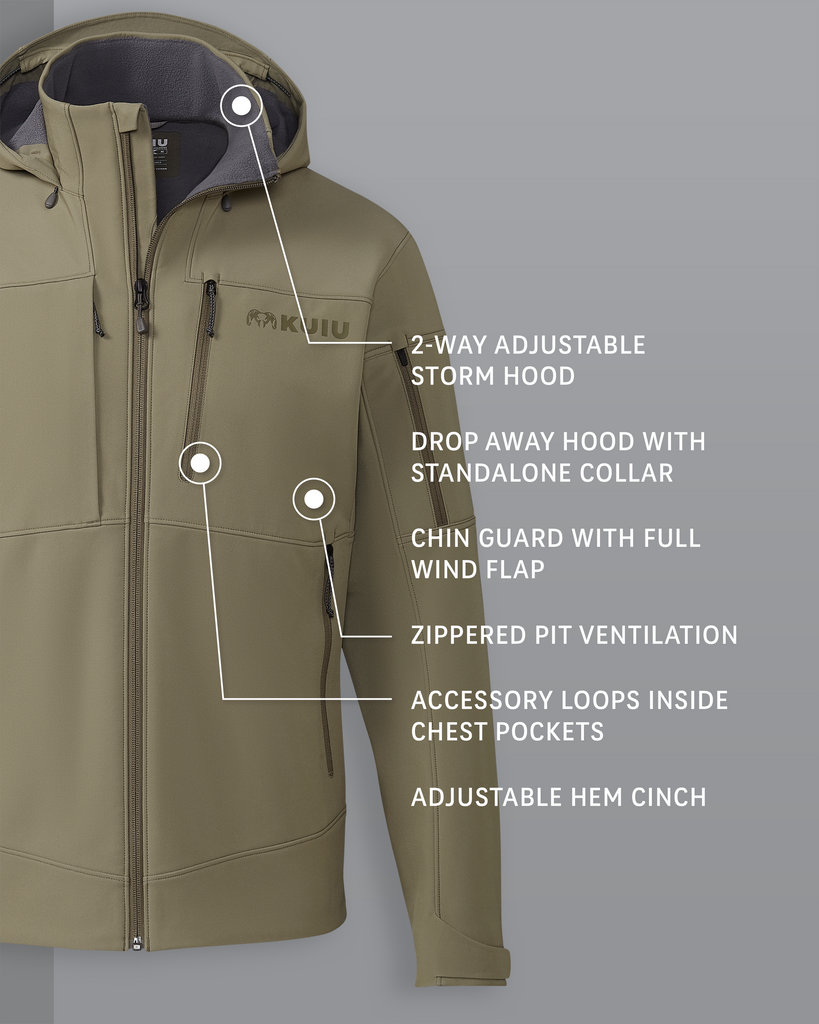 Guide PRO Hunting Soft Shell Hooded Jacket - Arctic Shadow | KUIU