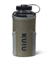 Front of Hydration Holder in Ash Brown, shown with a water bottle