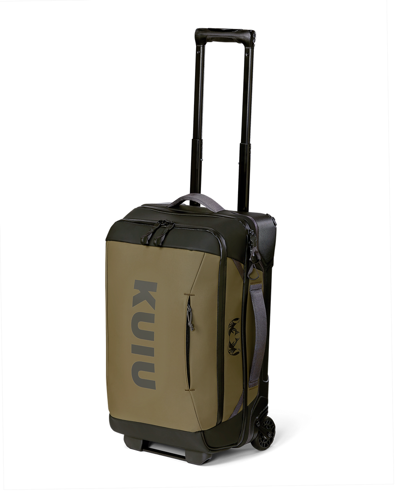 Angled view of Waypoint 3000 Carry- On Roller Travel Bag in Bourbon Brown