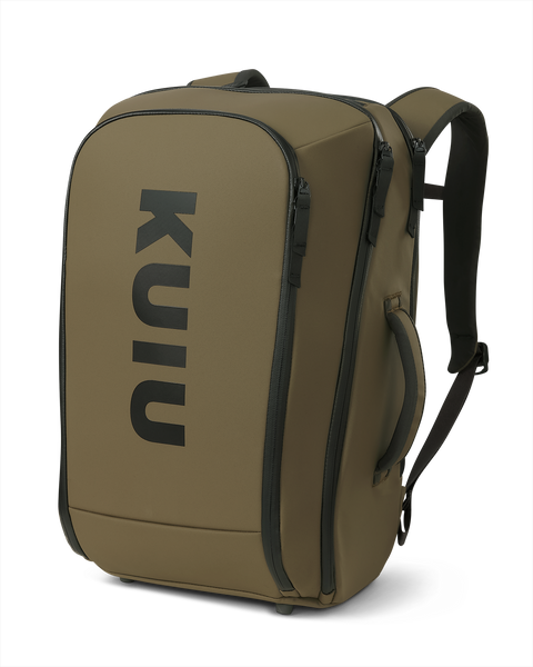 backpack waterproof travel KUIU Waypoint in Bourbon Cute Duffel Bag for productGroupId:M54859_PREMIUM_COTTON Three main zip Lure Color:Midnight Mullet/White Tail