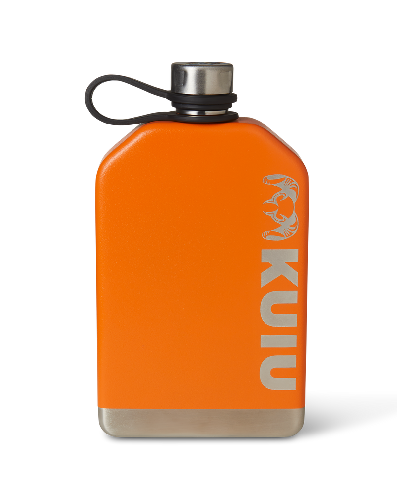 Front of KUIU 8 oz Flask in Orange