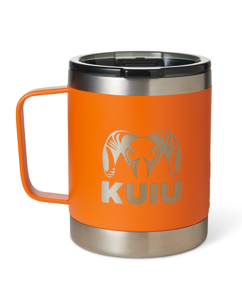 Front of KUIU 10 oz Camp Mug in Orange