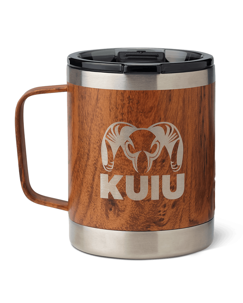 Front of KUIU 10 oz Camp Mug in Wood Brown