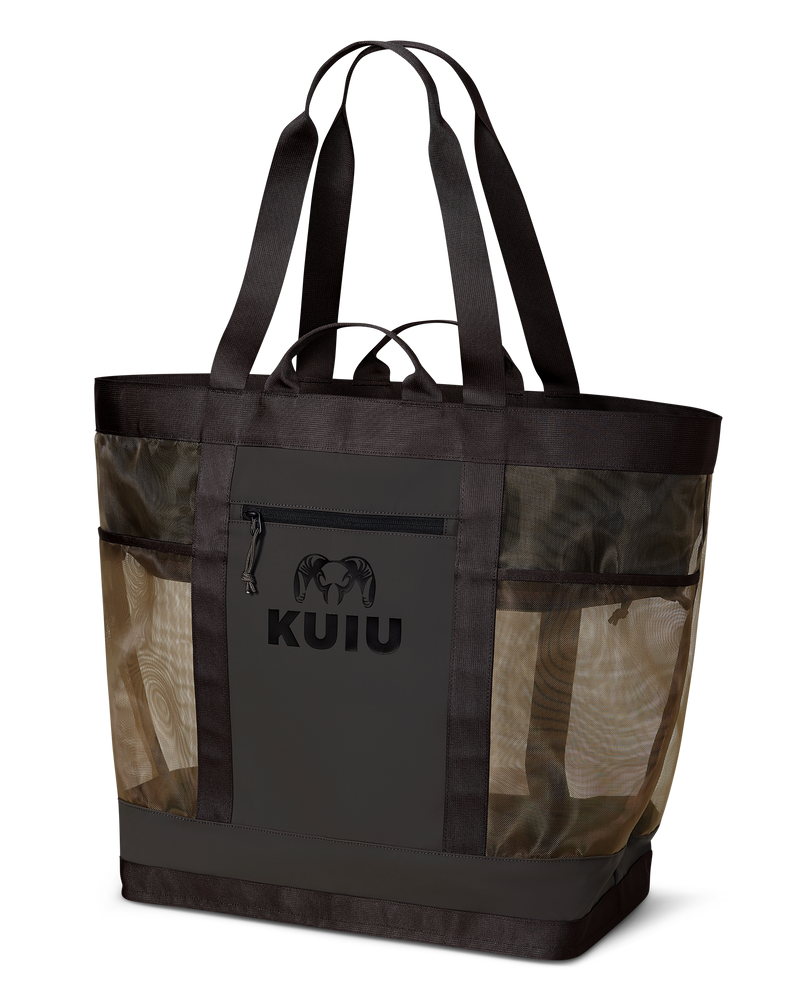 Front of KUIU 3500 Mesh Tote Bag in Coyote Brown