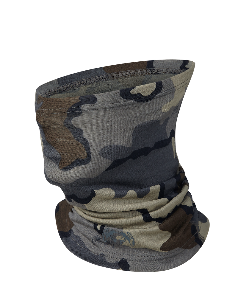 Front of ULTRA Merino 145 Neck Gaiter in Vias Camouflage