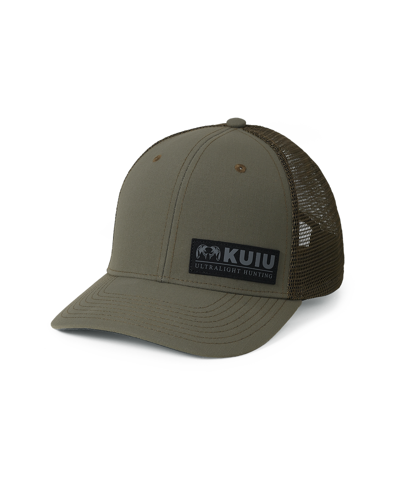 Front of KUIU Cordura Trucker Hat in Ash Brown