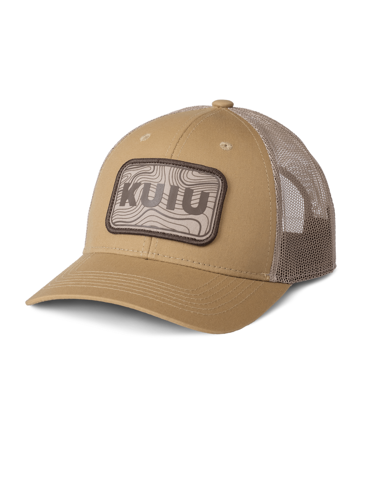 Front of Topo Patch Hat in Light Brown