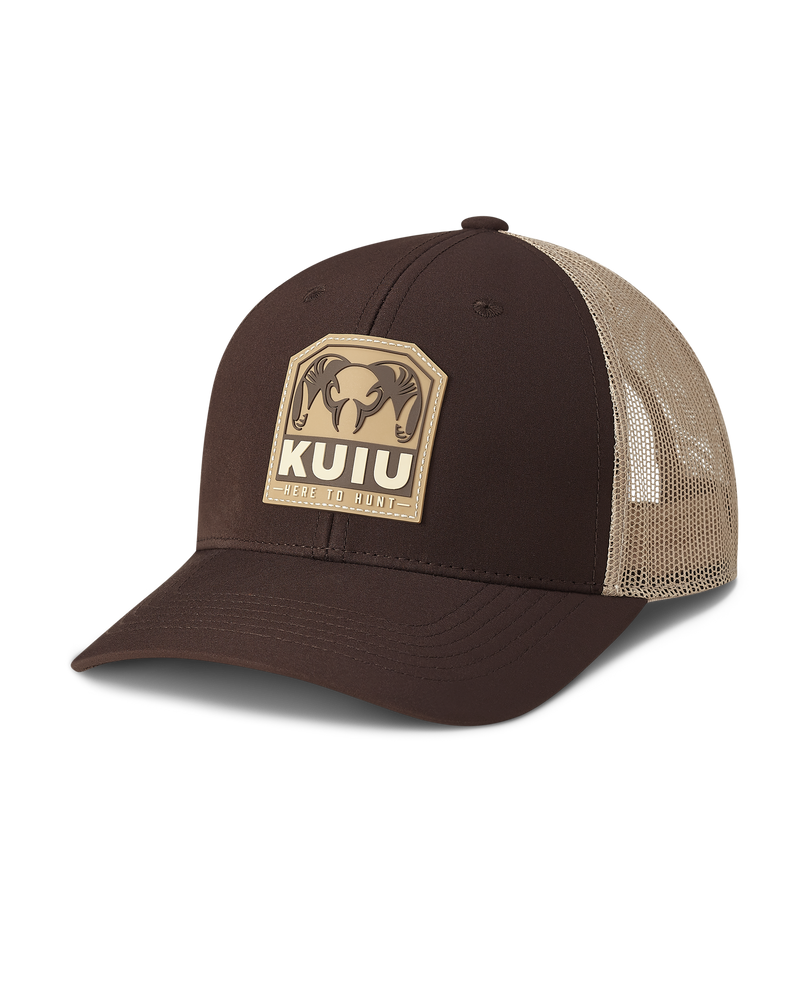 Front of KUIU Here to Hunt Patch Hat in Brown/Khaki Color