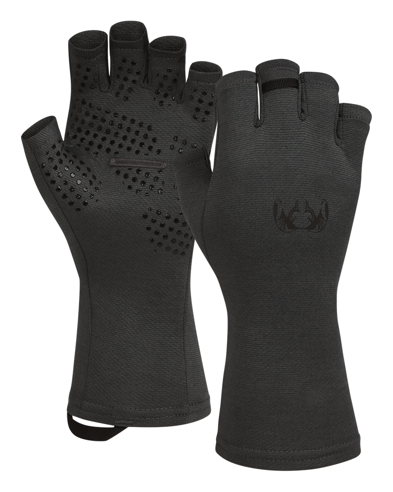 Front and Back of Ultra Merino 210 Fingerless Glove in Asphalt Grey