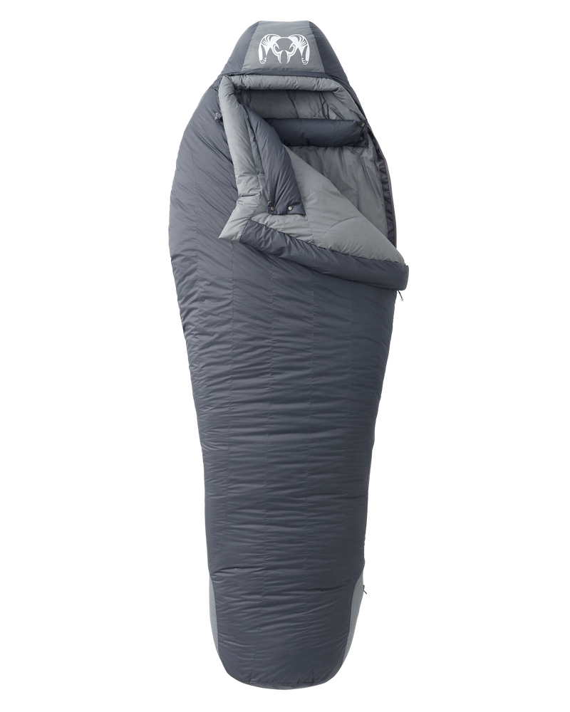 Front of Super Down Sleeping Bag 15 Degree in Phantom and Olive