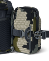 Extended quick-detach buckle on KUIU PRO G3 Bino Harness and PRO G3 Phone Holder in Verde Camouflage with Rail-Lock connection system
