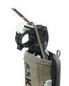 Close-up of PRO G3 Bear Spray Holder with bear spray canister securely fasten inside utilizing 10mm pull tab