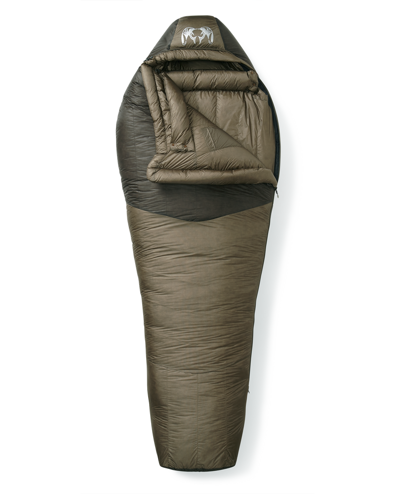 Hood and interior fabric lining of the Super Down Altai 0 Degree sleeping Bag in Ash Brown