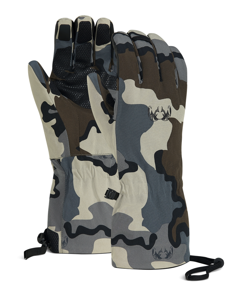 Front and Back of Yukon Hardshell Glove in Vias Camouflage