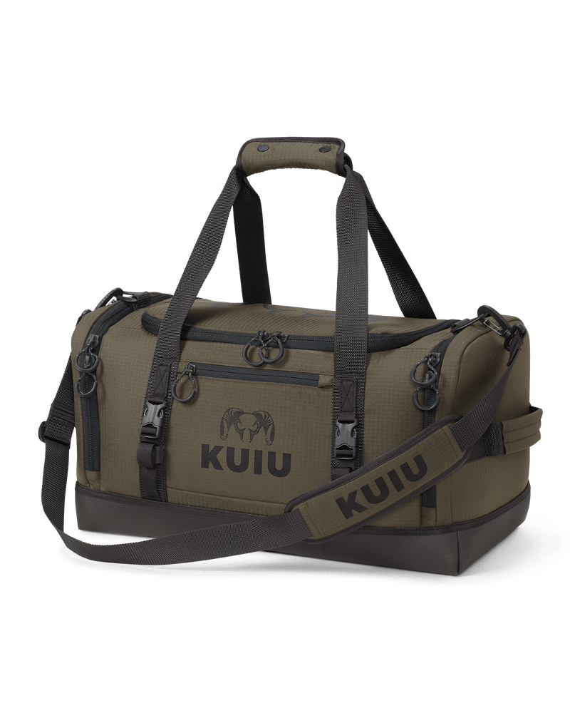 Front of Distance Duffel in Ash Brown