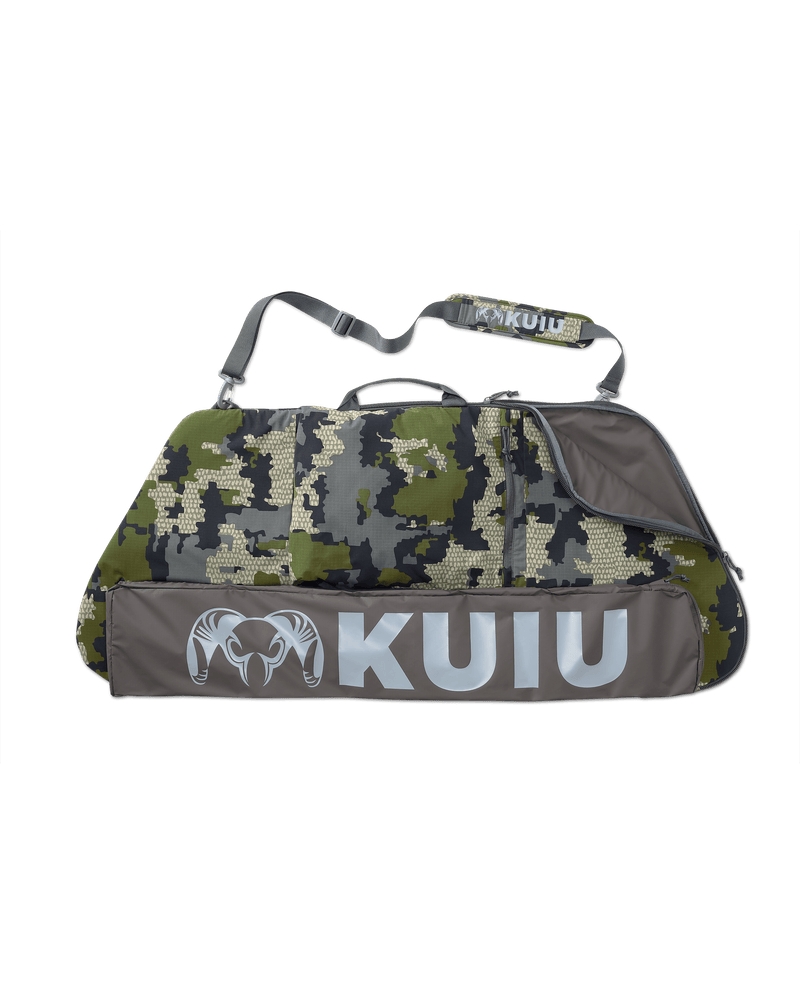 Front of Bow Travel Cover in Verde Camouflage