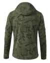 Back of Ridgepoint Fleece Hoodie in Olive Green Tonal Pattern