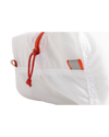 Zoomed in version of KUIU Boned Out Game Bag in White Showing the zipper and bottom loops