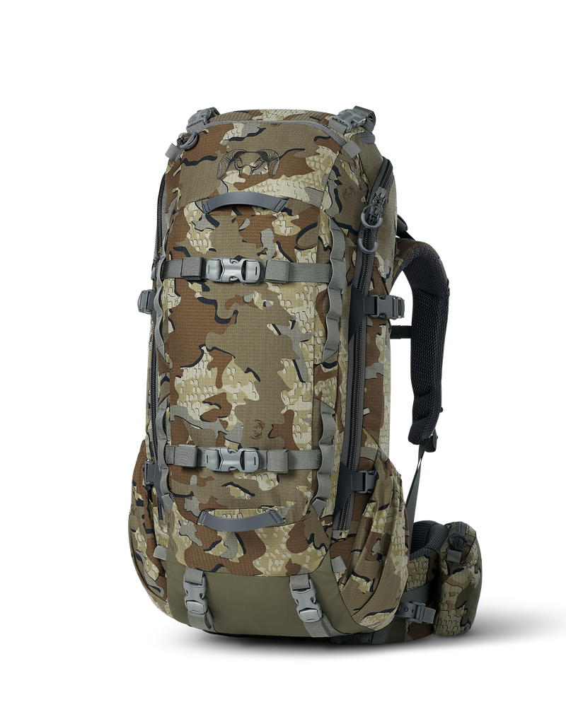 Front angled view of ICON 6 3500 Pack in Valo Camouflage
