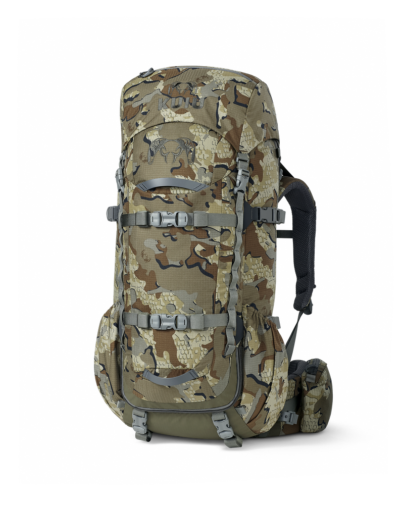 Front angled view of ICON 6 4500 Pack in Valo Camouflage