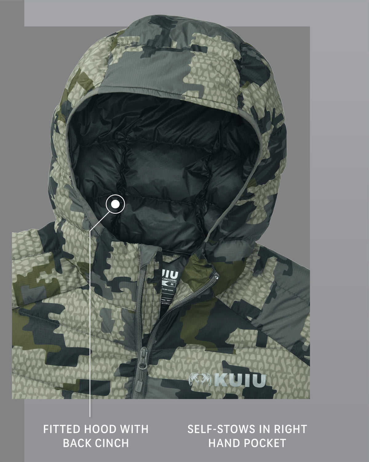 Men's Super Down LT Hooded Jacket - Verde Camo | KUIU
