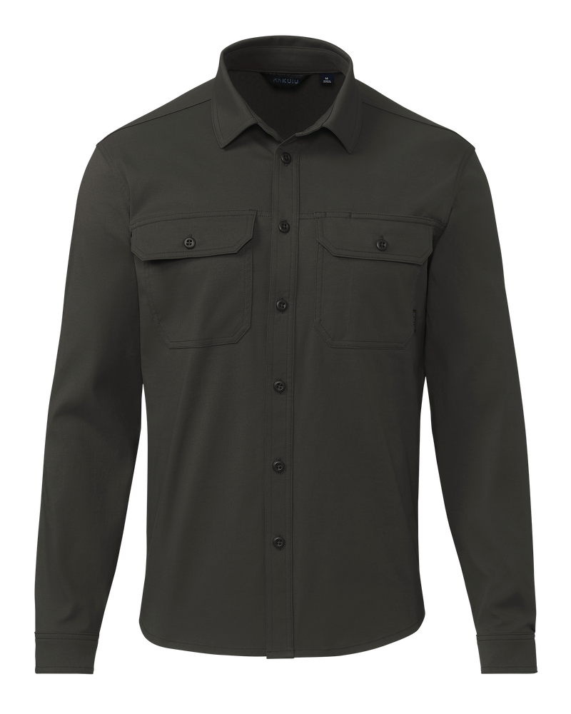 Front of Motive LS Workgrade Shirt in Asphalt Grey