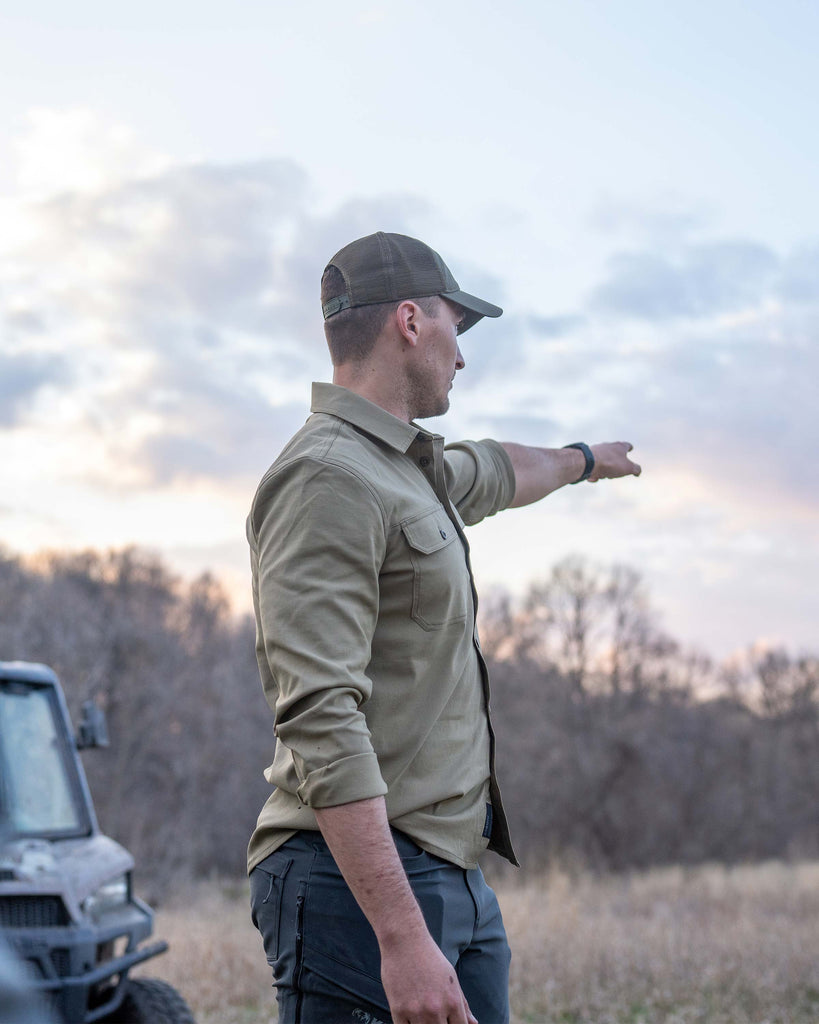 Motive Button up Long Sleeve Shirt - Stone | KUIU