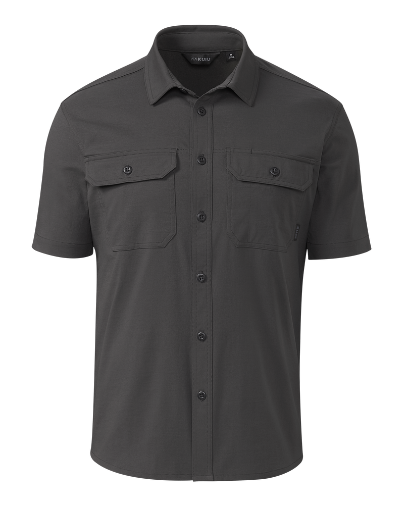 Front of Motive SS Workgrade Shirt in Asphalt Grey