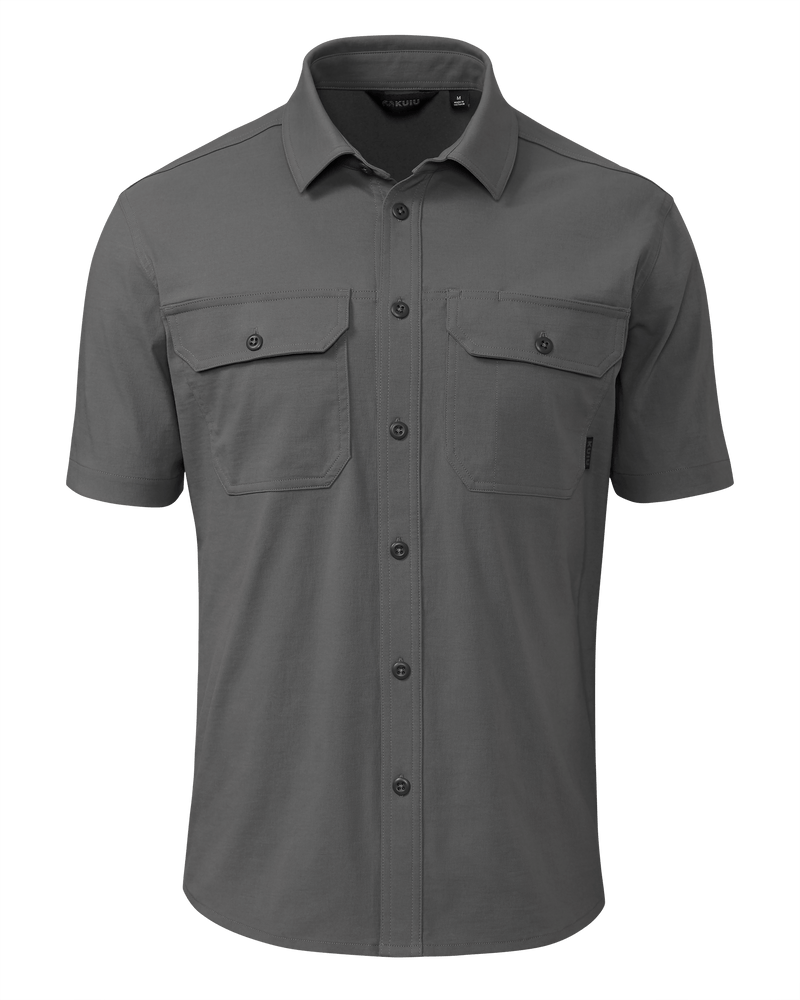 Front of Motive Short Sleeve Shirt in Stone