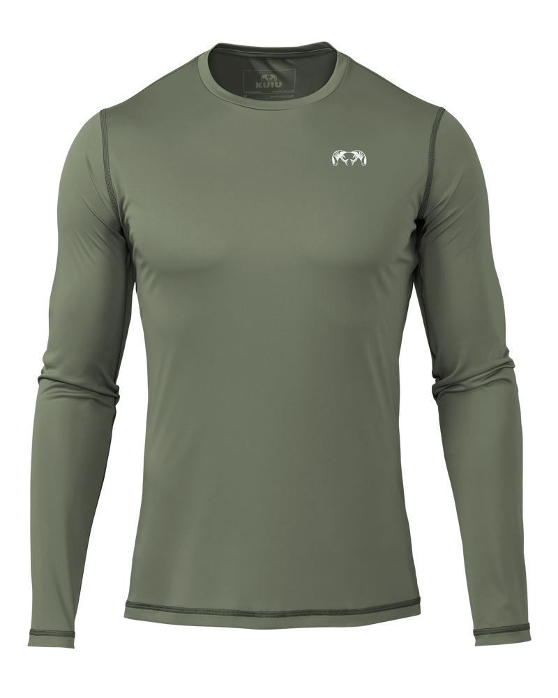 Front of Velocity Long Sleeve Crew in Antler Sage Green